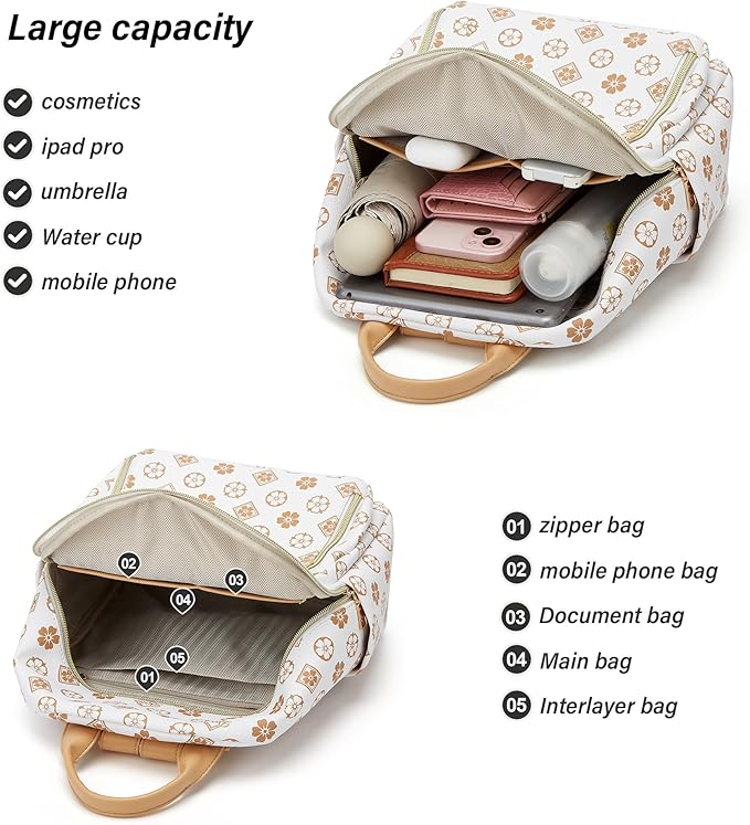 Makes Mini Backpack for Women, Stylish Daypack Purse Handbag Small Casual Daily Travel Bag, Lady Girls Gifts for Work School, 2pcs Sets