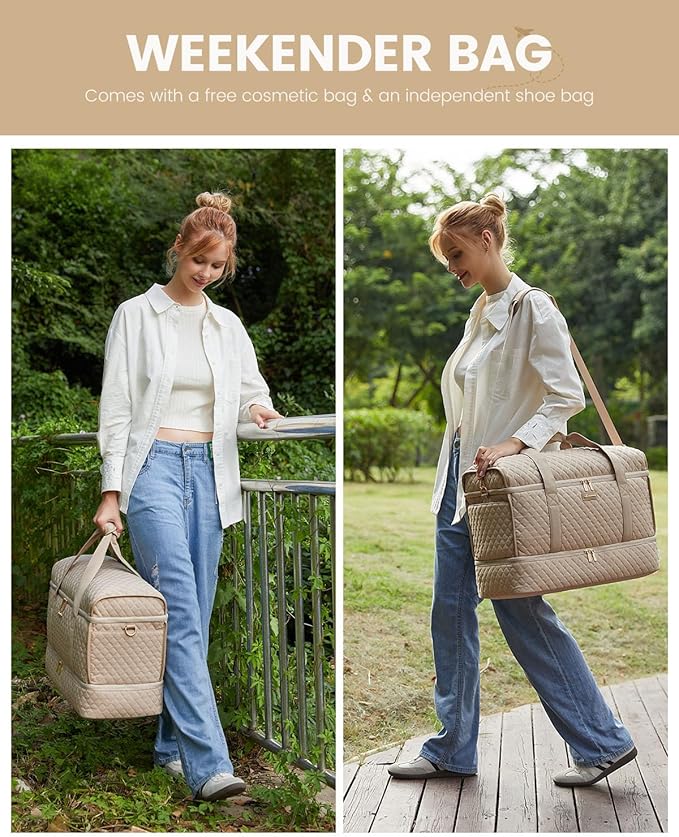 LOVEVOOK Large Travel Duffle Bag, Weekender Bags for Women With Shoe Compartment, Overnight Hospital Bag For Women Labor Delivery, Carry on Bag Personal Item Travel Bag, Yoga Gym Duffel Bag