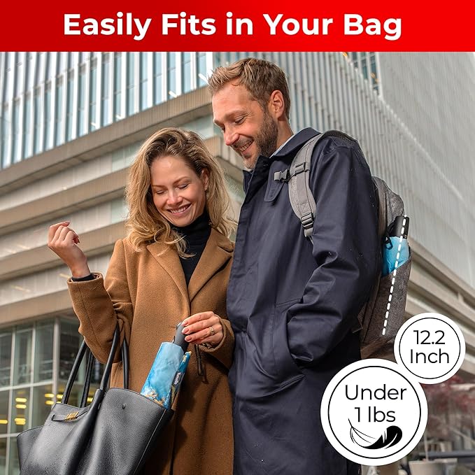 TUMELLA Inverted Windproof Umbrella, Large, Strong, Light, Portable, Automatic Reverse Folding Rain Umbrella, Durable Premium Grip, Fits Car & Backpack