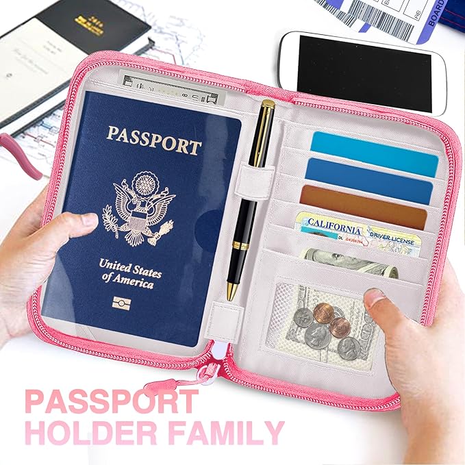 Passport Holder for Travel, Women Rfid Blocking Passport Wallet, Travel Essentials Premium Wallets, Waterproof Passport Holders Bag for Men Traveling, Travel Document Organizer Credit Cards Case