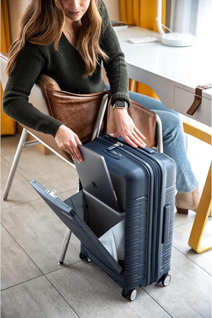 Samsonite Elevation Plus - Carry-On Hardside Luggage with QuickEntry™ Front Compartment - Scratch Resistant Polypropylene Shell, AirTag Holder, TSA Lock, Airline Approved - Midnight Blue