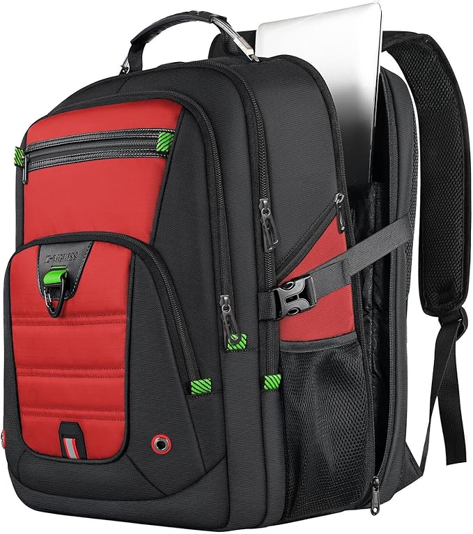 Z-MGKISS 52L Extra Large Laptop Backpack, Travel Computer Bag with USB Port, TSA-Approved Business Rucksack for Men Women, Heavy Duty Backpack Fits 17.3 Inch Laptop & Notebook, Red