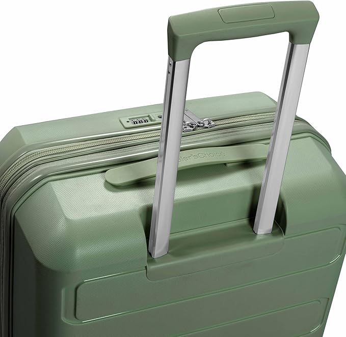 Traveler's Choice Pagosa Hardshell Expandable Luggage with Spinner Wheels, Green, 26-Inch Medium