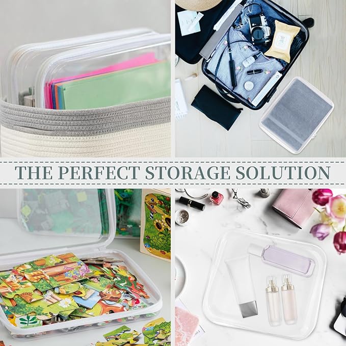 3 Pack Clear Hard Shell Zipper Case, Clear Zipper Pouches Waterproof Makeup Organizer & Travel Toiletry Bag, Diaper Bag Organizing Pouches, Plastic Pouch for Office Home Storage, Large Size