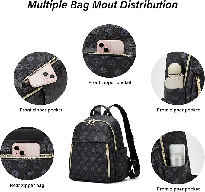Makes Mini Backpack for Women, Stylish Daypack Purse Handbag Small Casual Daily Travel Bag, Lady Girls Gifts for Work School, 2pcs Sets