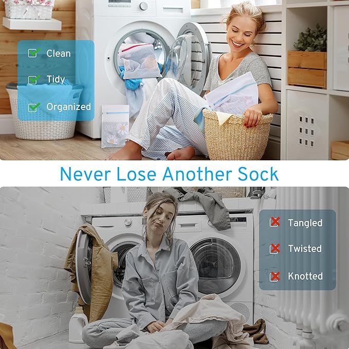 3 Pack 3 Size Durable Honeycomb Mesh Laundry Bags Set for Delicates with AUTO-Lock Zipper, Lingerie Bags for Washing Delicates, Laundry Bags Mesh Wash Bags, Delicates Laundry Bag