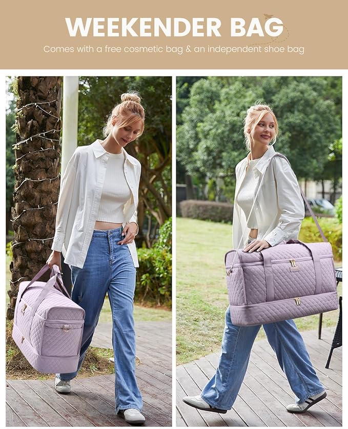 LOVEVOOK Large Travel Duffle Bag, Weekender Bags for Women With Shoe Compartment, Overnight Hospital Bag For Women Labor Delivery, Carry on Bag Personal Item Travel Bag, Yoga Gym Duffel Bag