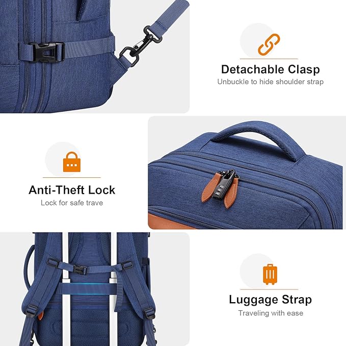 Bagsure Travel Backpack Carry On Backpack 42L Flight Approved, Expandable Laptop Backpack with Packing Cubes & Shoe Pocket, Water Resistant Luggage Backpack for Men Women, Large Backpack 20 * 14 * 7"