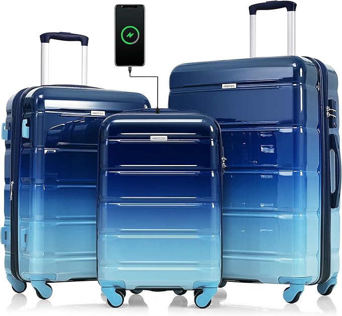 Luggage 3 Piece Hardside Luggage Sets Spinner Wheel Suitcases