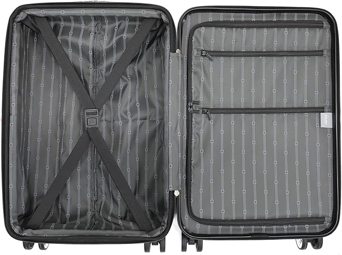 DELSEY PARIS Margot Hardside 3-Piece Set, Expandable Luggage with 4 Spinner Wheels, Lightweight Suitcase, 21" Carry-On, 24" Checked Medium, 28" Checked Large, Black