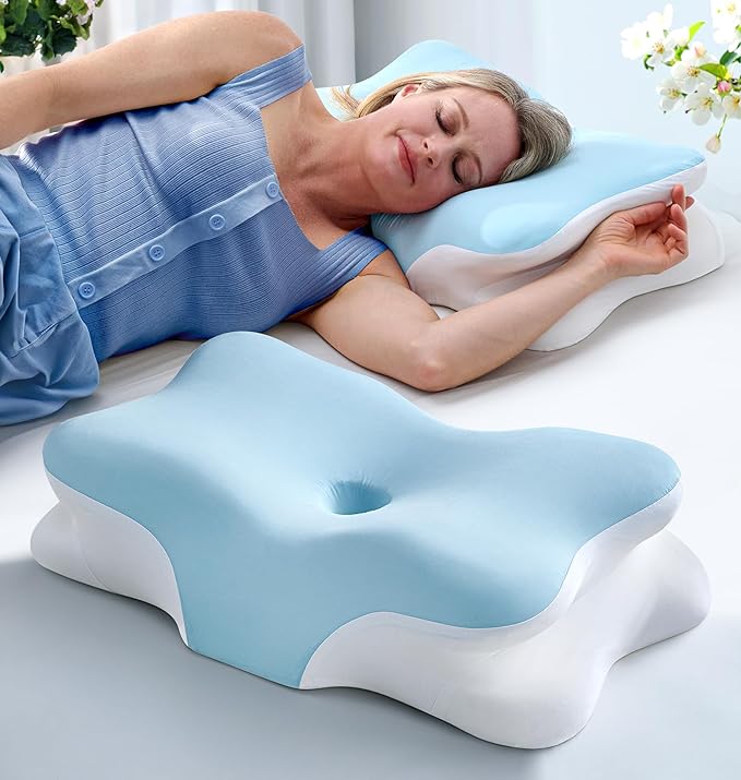 5X Pain Relief Cervical Neck Pillow for Neck Support, Orthopedic Cooling Side Sleeper Pillow for Sleeping, Odorless Contour Memory Foam Pillows, Ergonomic Bed Pillow for Side Back Stomach Sleeper