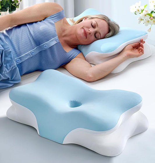 5X Pain Relief Cervical Neck Pillow for Neck Support, Orthopedic Cooling Side Sleeper Pillow for Sleeping, Odorless Contour Memory Foam Pillows, Ergonomic Bed Pillow for Side Back Stomach Sleeper