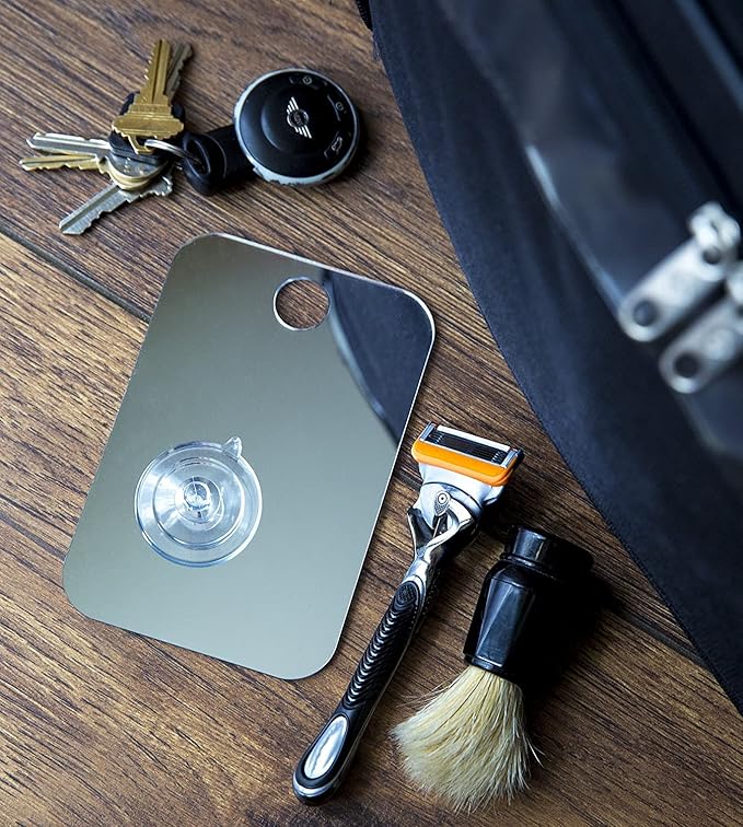 Shave Well Travel Anti-Fog Shaving Mirror | Portable Fogless Hanging Bathroom Shower Mirror with Handheld Option for Men and Women | Includes Long-Lasting Reusable Suction for Wall