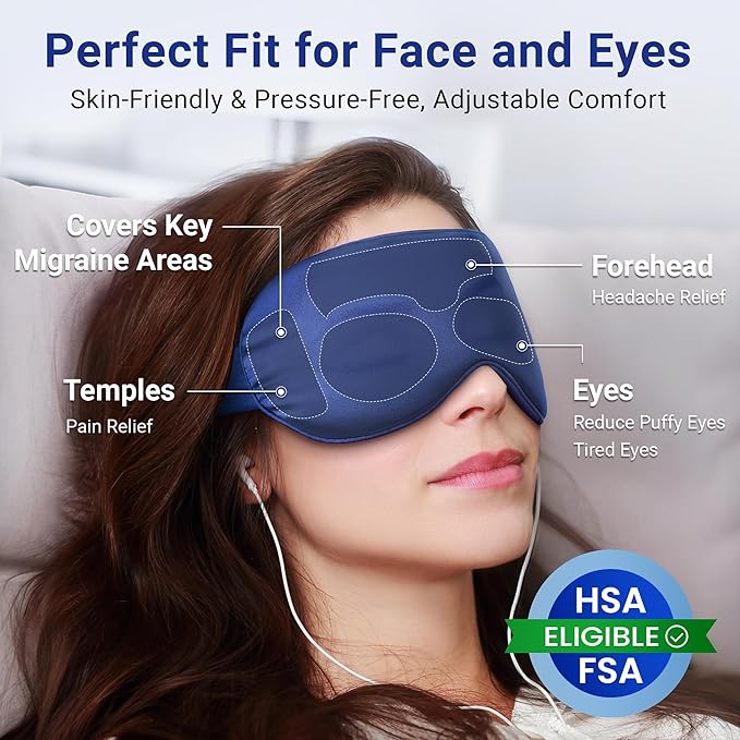 Hsa Store Eligible Items Fsa: Cold Compress for Migraines Headache Puffiness Dark Circles, Face Ice Pack for Sleep Puffy Eyes, Reusable Cooling Gel Eye Mask (Blue)