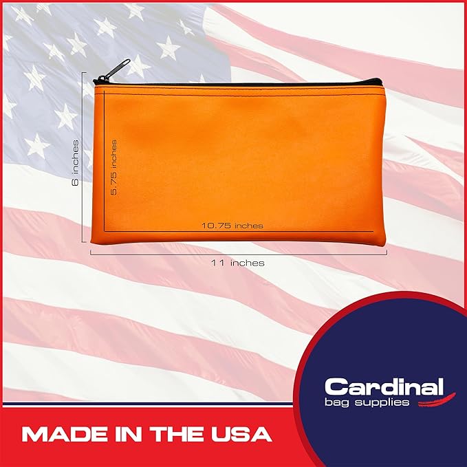 Multi-Purpose Zipper Bag, Reusable, Travel Pouch, Lightweight, Makeup Organizer, 11 x 6 Inch (Orange)