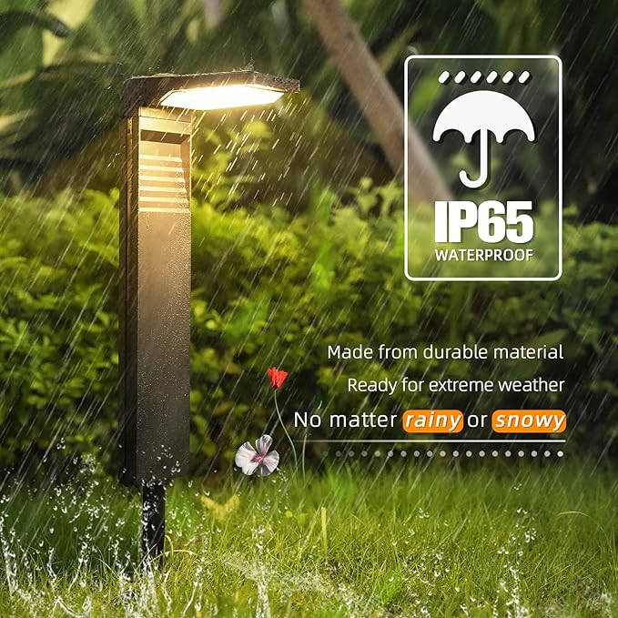 JOFIOS Solar Pathway Lights 4 Pack with Warm White and Cool White Mode, Modern Solar Path Lights Outdoor Waterproof, Perfect Solar Lights for Backyard, Lawn, Driveway, Walkway, Garden Decorative.