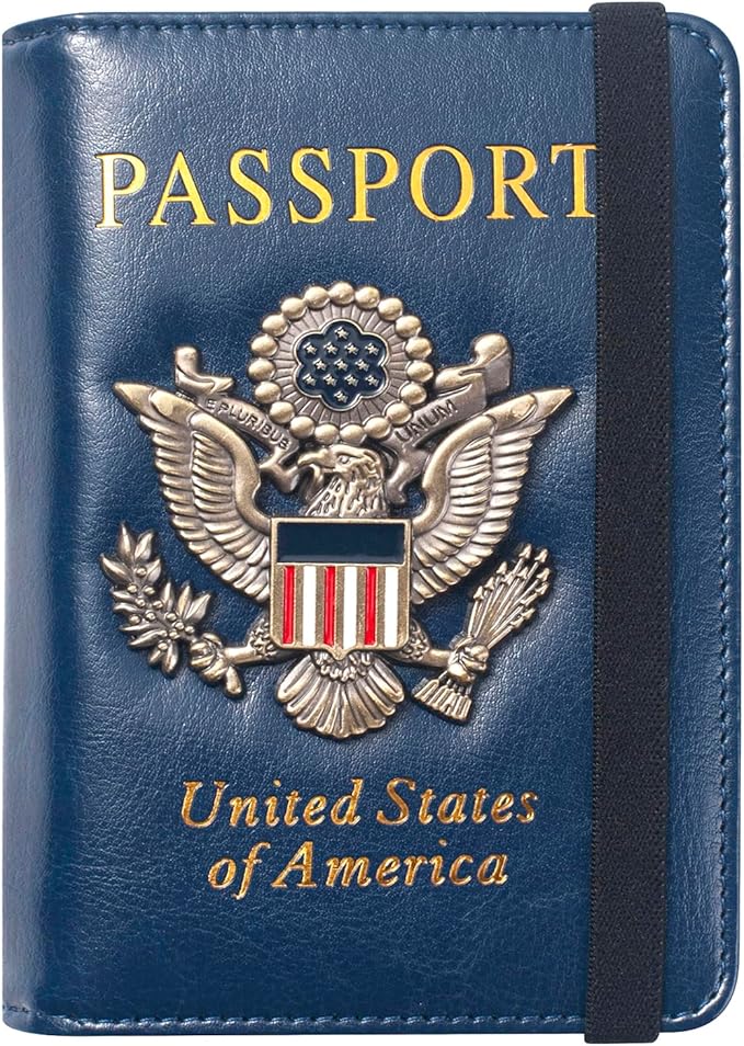 Premium Passport Holder for Travel, RFID Blocking Passport Cover Slim, Durable & Travel-Friendly, Passport Wallet Keep Your Documents Safe & Organized (Navy Blue)