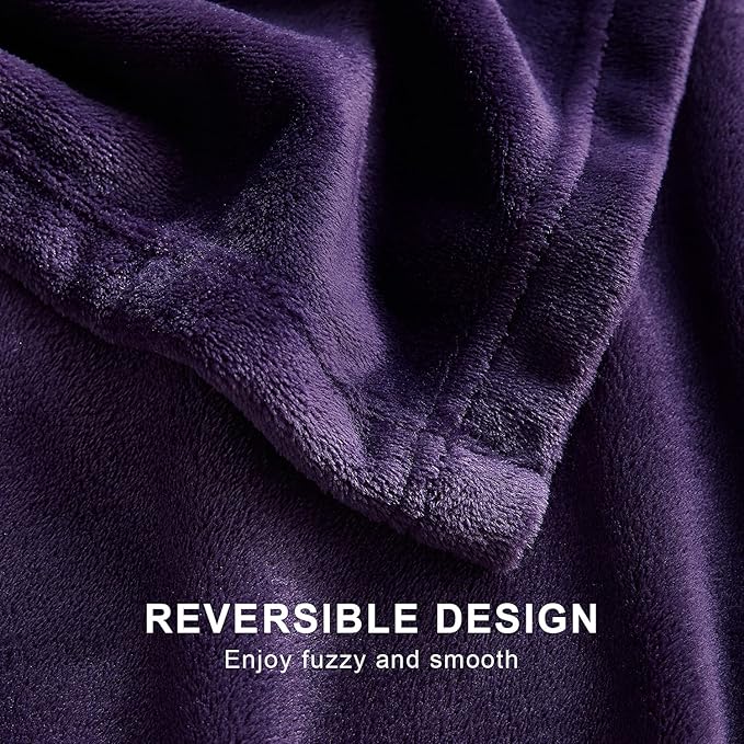 Hansleep Fleece Queen Blanket for Bed Fleece Purple, Queen Size Super Soft Flannel Fuzzy Plush Cozy Blanket for All Seasons, Purple, Queen 90x90 Inches