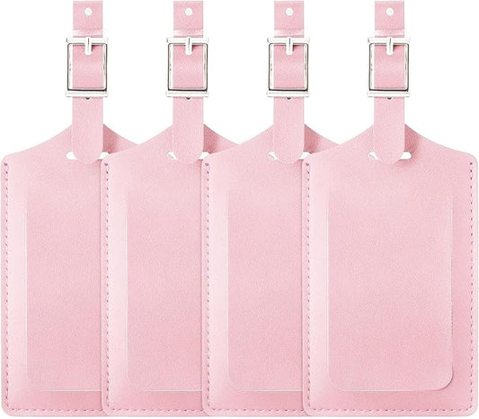 Travelambo Luggage Tags for Suitcases PU Leather Travel Tags Bag Tags Privacy Protection Travel Essentials