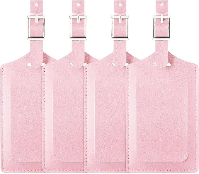 Travelambo Luggage Tags for Suitcases PU Leather Travel Tags Bag Tags Privacy Protection Travel Essentials