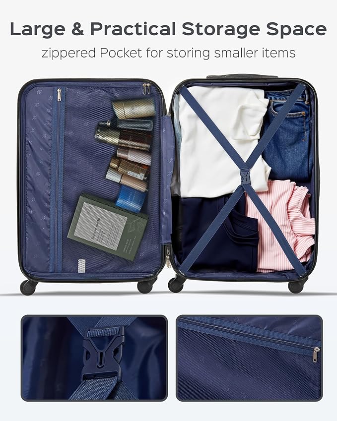 Suitour Luggage Sets 5 Piece Hardshell Suitcases with Spinner Wheels TSA Lock, Lightweight ABS Carry On Suitcase Set for Travel Business