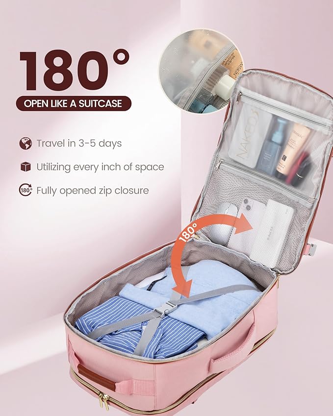 LOVEVOOK 40L Travel Backpack for Women Men,Waterproof Airline Approved Carry On Luggage Travel Essentials,TSA Carry On Backpack Personal Item Travel Bag Suitcase Weekender Traveling with Packing Cubes