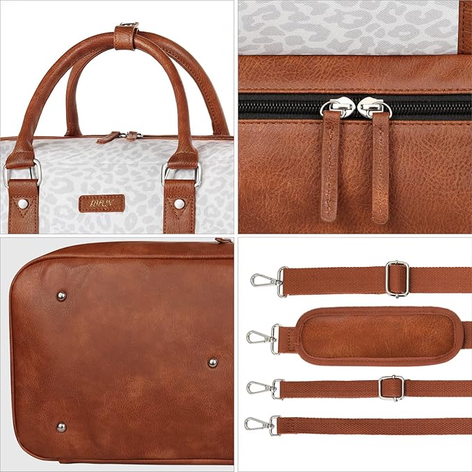 Weekender Bag for Women, Large Overnight Bag Canvas Travel Duffel Bag Carry On Tote with Shoe Compartment 21" 3Pcs Set