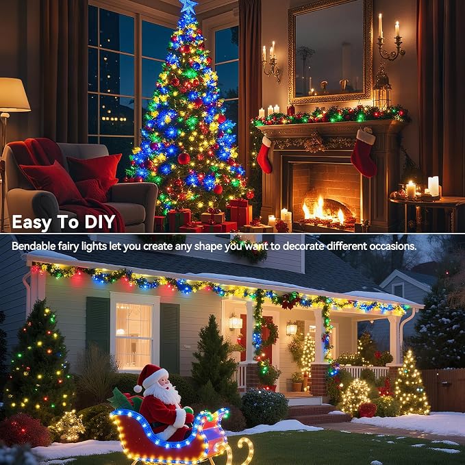 LitHome 8 Pack Multicolor Fairy Lights Battery Operated, Each 20 FT 60 LED | Twinkle Lights Battery Operated 2 Modes, Waterproof Fairy String Light for Classroom Indoor Bedroom Christmas Wedding Decor