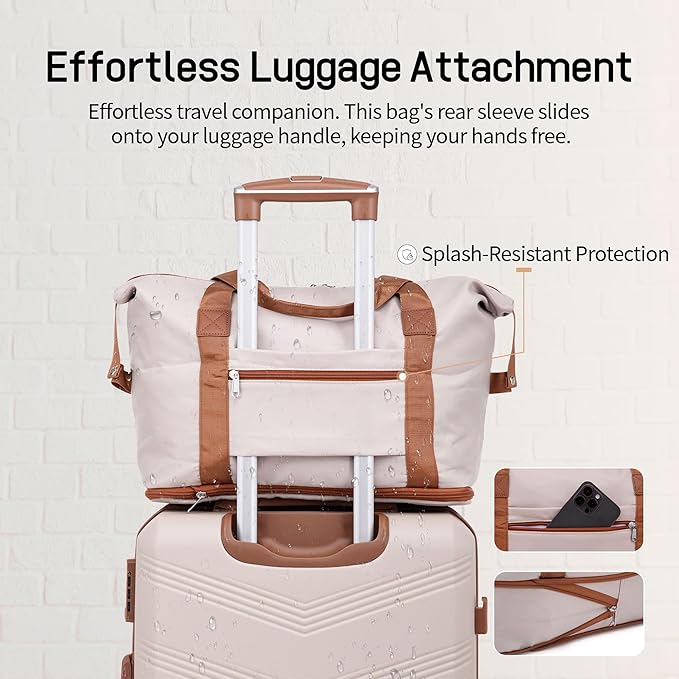 Expandable Luggage Sets 5 Piece, Hard Case Suitcase Set with Spinner Wheels,22x14x9 Airline Approved Carry on,Lightweight Durable Suitcase with TSA Lock (Beige)