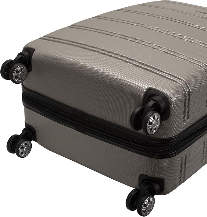 Rockland Melbourne Hardside Expandable Spinner Wheel Luggage, Silver, 3-Piece Set (20/24/28)