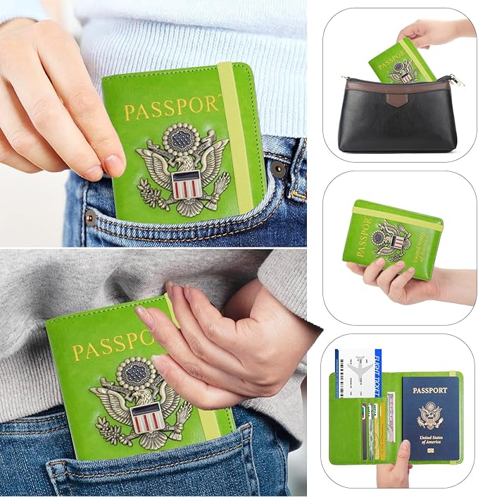 Premium Passport Holder for Travel, RFID Blocking Passport Cover Slim, Durable & Travel-Friendly, Passport Wallet Keep Your Documents Safe & Organized (Green)