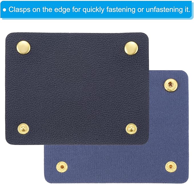 PATIKIL Luggage Handle Wrap, 2 Pack PU Handbag Grip Cover Protector Identifier with Clasp for Suitcase Grocery Shopping Bag, Navy Blue