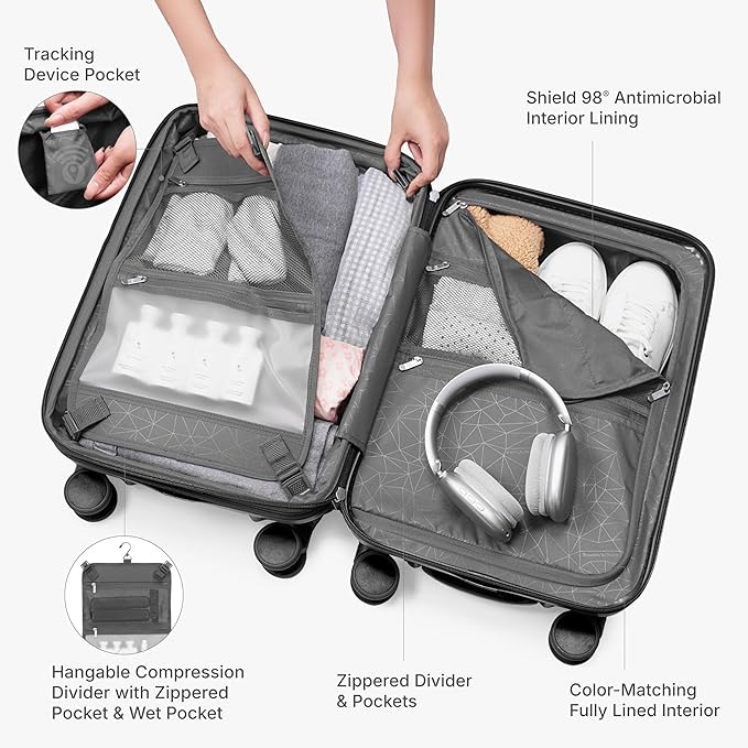 Traveler's Choice Edinburgh II Hardside Spinner Luggage, TSA Lock, Black, 3 Piece Set (21/25/29)
