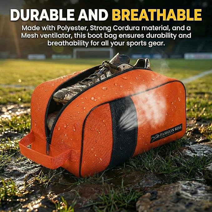 Waterproof Sports Boot/Shoe/Travel Bag for Football Cricket Rugby Golf Toiletry Gym for Boy/Girl Men/Women (Orange)