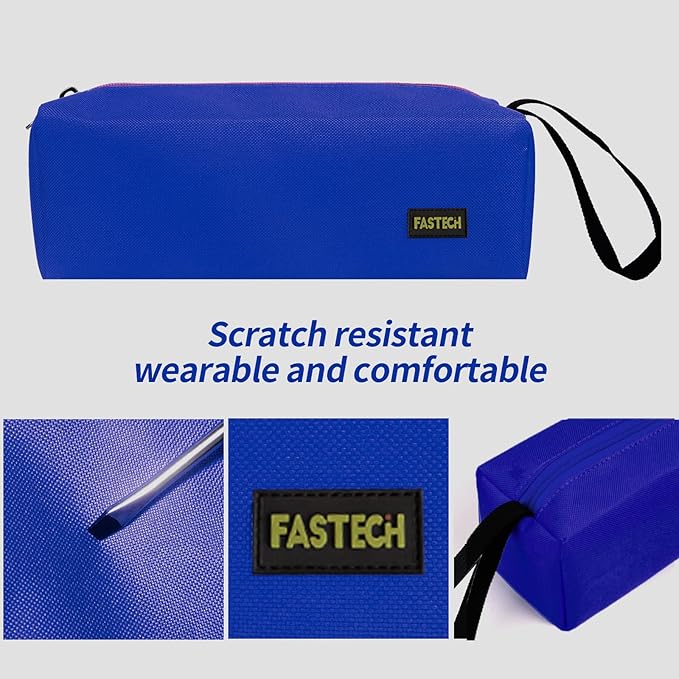 FASTECH 1-Pack Zipper Utility Tool Bag, Small Zipper Bags/Multi-purpose Tool Pouch Tote Bags Storage Organizer for Screwdrivers, Pliers, Nut Drivers Gifts to Men/Women. (Blue)