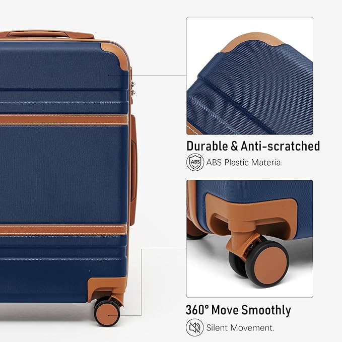 LONG VACATION Luggage Sets 6 Piece ABS+PC Hardshell Suitcase Set with Spinner Wheels, TSA Lock, YKK Zipper, Durable Travel Luggage