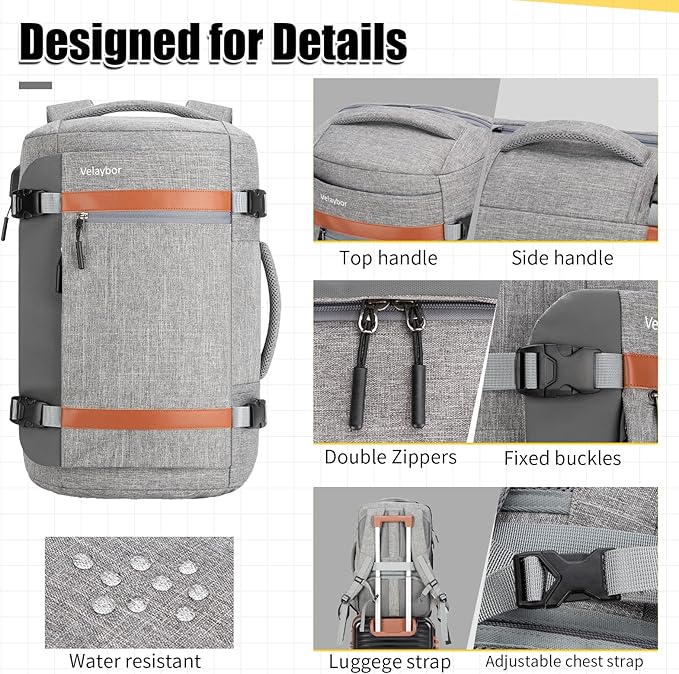 42L Travel Backpack with 4 Packing Cubes, TSA Friendly Flight Approved Carry-On Bag, Water-Resistant Weekender Business Backpack for Men Women, Fits 17.3" Laptop