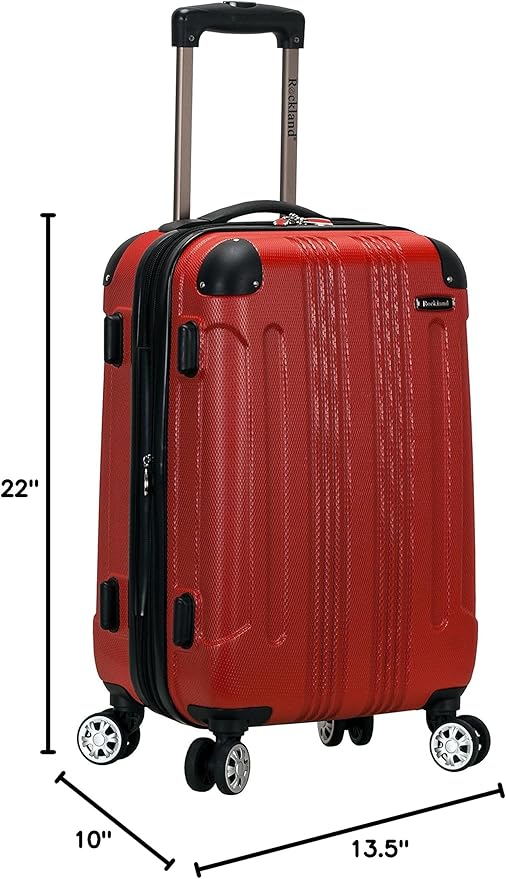Rockland London Hardside Spinner Wheel Luggage, Red, Carry-On 20-Inch