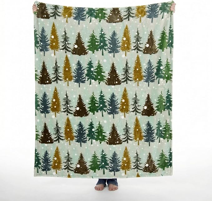Carstens, Inc. Travel Blanket, Premium Compact 2-in-1 Airplane Blanket/Pillow, Snowflake Forest
