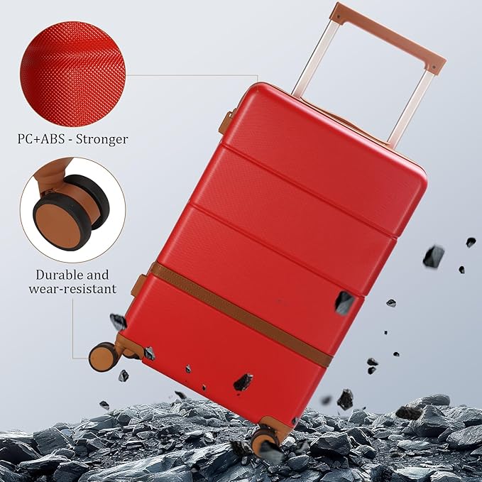 Luggage Sets, 2 Piece Suitcase set with wheels Tsa Lock 20/24 inchi Hardshell Waterproof Travel Suitcases luggage for Women/Men/Family(Red)