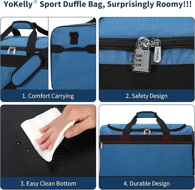 Gym Bag 20 inch Sport Duffle Bag for Men - 40L Weekender Duffel Bag for Travel - Royal Blue