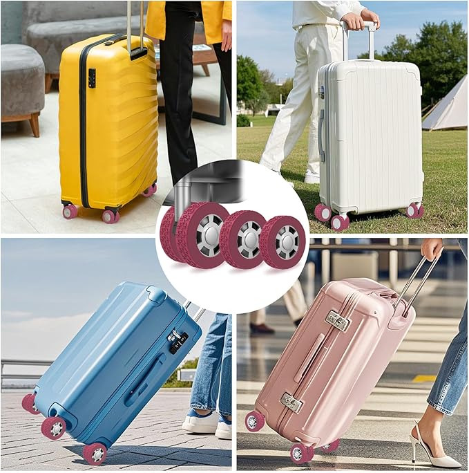 10 Pack Luggage Wheel Covers, 3 Size Protector Cover for 1.89-2.04" Suitcase Spinner Wheels, Upgraded Wear-Resistant, Silent, Shock Absorption Luggage Accessories for Carry-On Travel (Red, S)