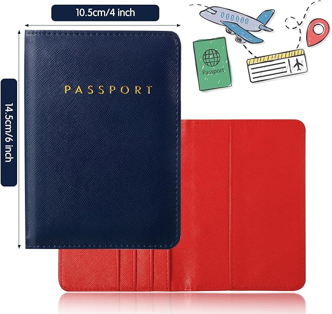 2 Pcs Passport Cover Holder for Travel Waterproof Leather Passport Wallet Case Book Travel Cruise Essentials for Women Men | 2 Pieces, Bridal, Holder, Waterproof, Holder Covers, Travel Wallet