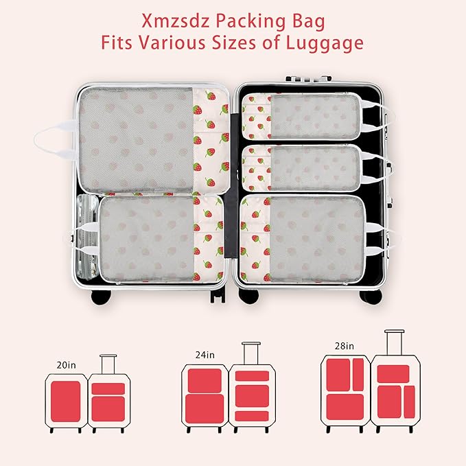 7 Pcs Compression Packing Cubes for Travel Luggage, Lightweight Suitcase Organizer Bags Set, Compression Packaging Cube for Travel Essentials, Packing Cubes for Carry on Suitcase
