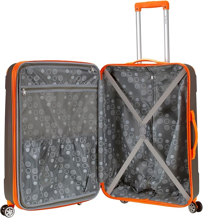 Rockland London Hardside Expandable Spinner Wheel Luggage, Charcoal, Checked-Large 28-Inch