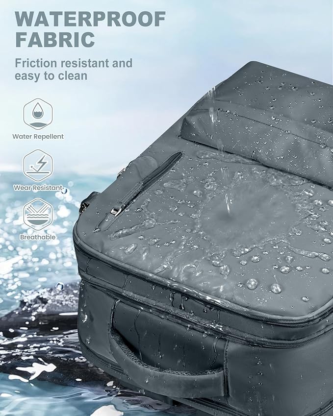 VECAVE Travel Backpack for Women, Airline Flight Approved Carry On Backpacks Waterproof 14 Inch Laptop Backpack with Shoe Compartment Casual Daypack GreyBlue