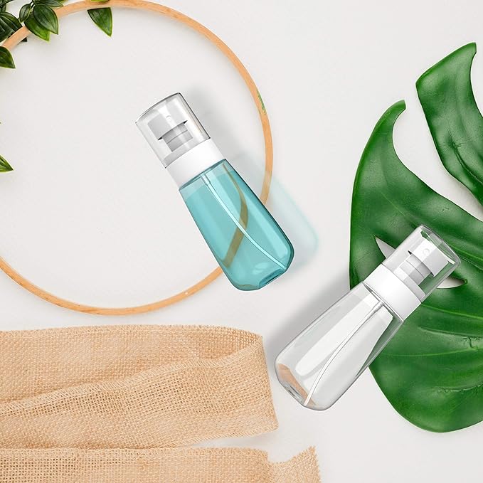 Pack 2 Small Spray Bottle Travel Size 3.39oz/100ml - Fine Mist Mini Empty Spray Bottles - Leak Proof - for Toners, Face & Hair Mist