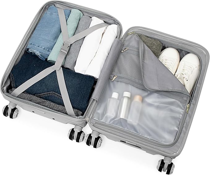 Traveler's Choice Elm 21" Carry-on Expandable Spinner Luggage Set - Matte Silver