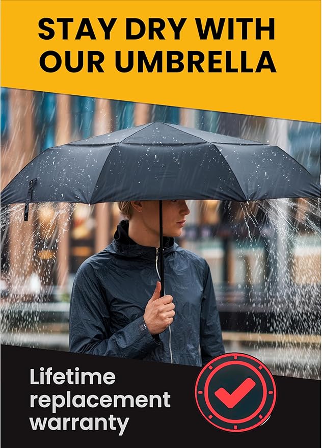 Raintrend Windproof Travel Umbrellas for Rain Automatic +10% Bigger Canopy Strong Frame Compact Folding Portable Umbrella for Women Men Backpack Purse