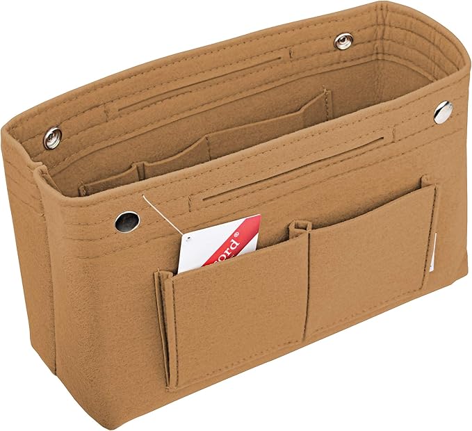 Vercord Felt Purse Tote Organizer Insert Divider Inside Handbag for Women Medium Brown